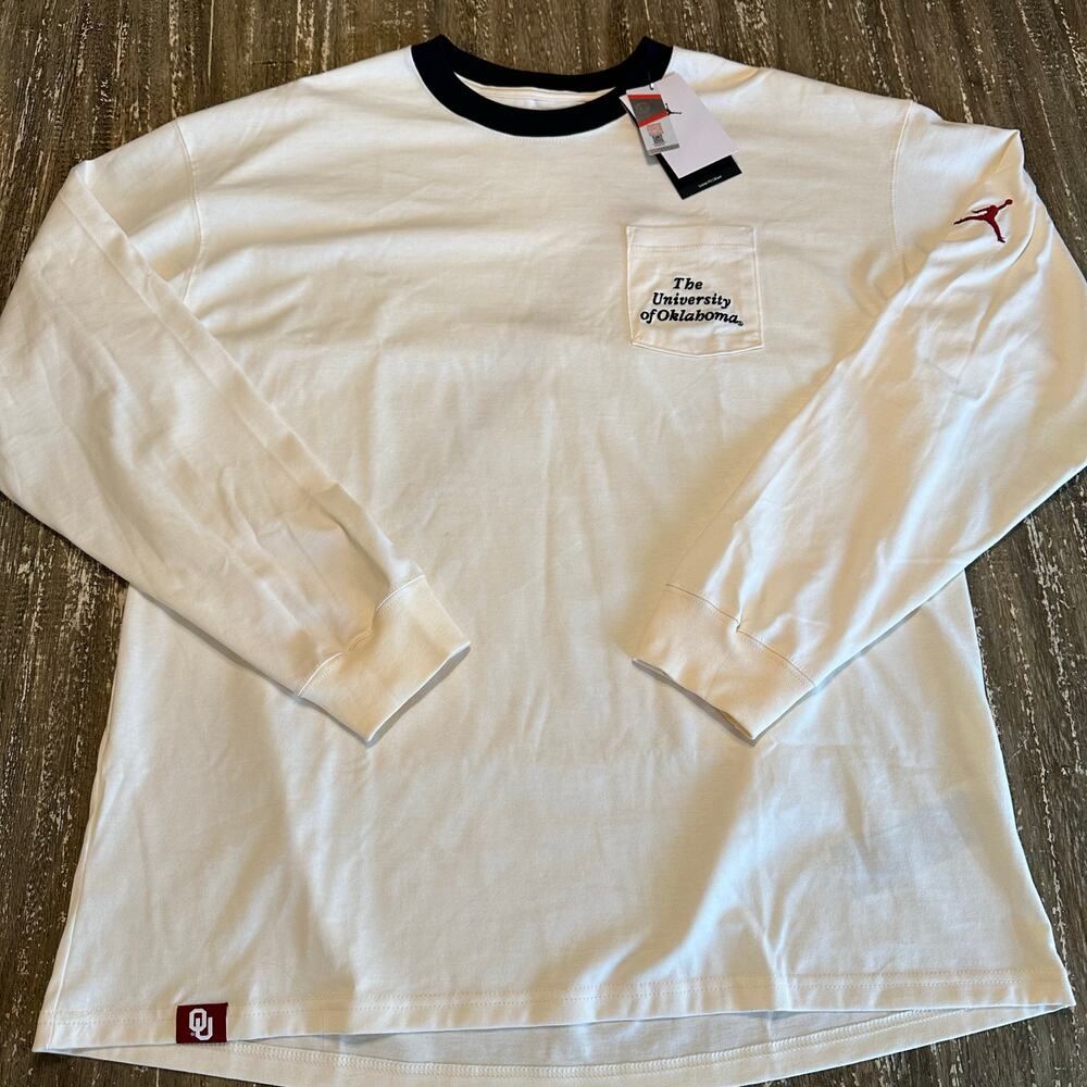 NWT Jordan Oklahoma Sooners Prep Max90 Loose Fit Pocket Logo Long Sleeve T-Shirt